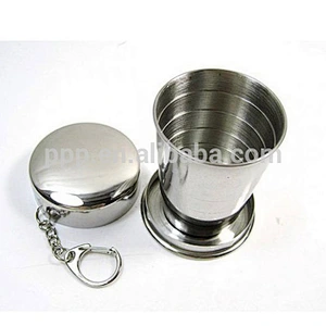 70/150/280ml single wall stainless steel collapsible shot glass with lids and key buckle/Portable Mini Type Hip Flask