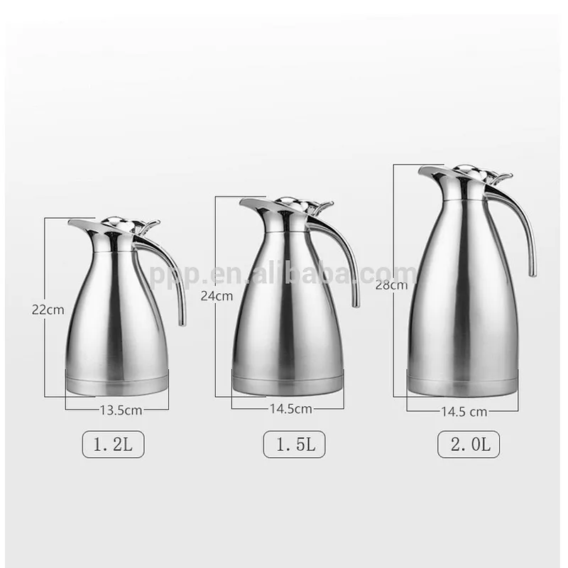 1.1/1.5/2.0L double wall stainless steel logo customized vacuum insulated coffee pot/Pantone color/portable with handle