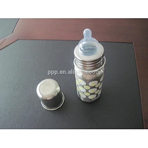 10oz wholesale Leak-proof eco-friendly FDA LFGB stainless steel children flask baby feeding bottle