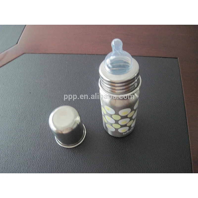 10oz wholesale Leak-proof eco-friendly FDA LFGB stainless steel children flask baby feeding bottle