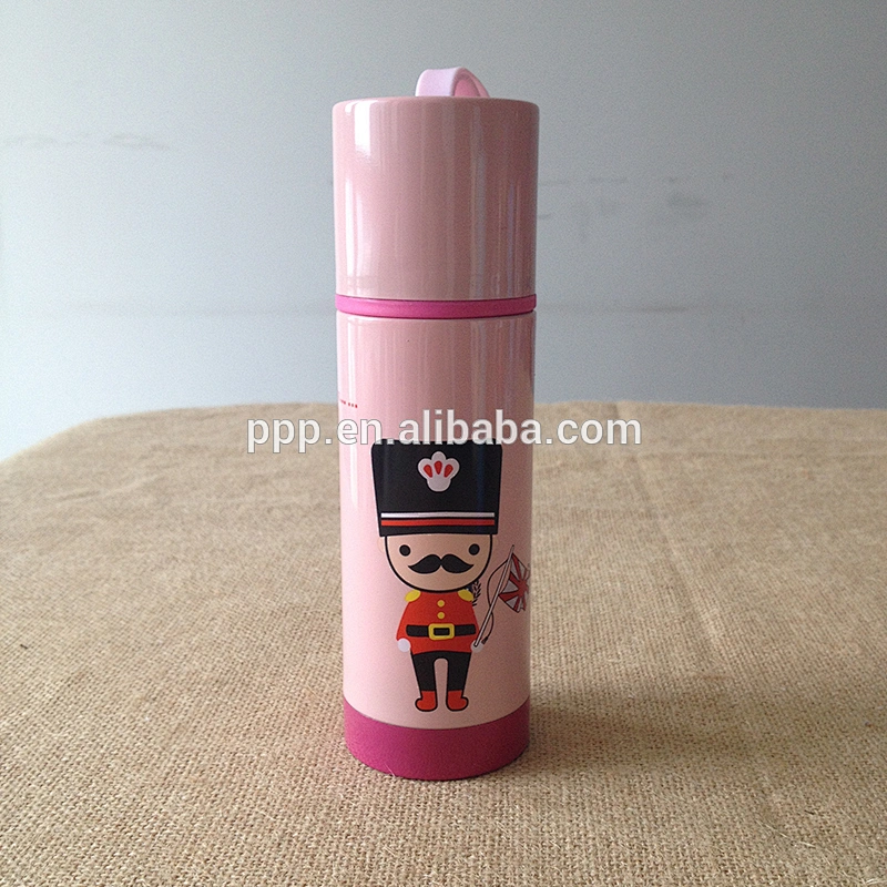 Double wall stainless steel heat tranfer vacuum bottle with strap