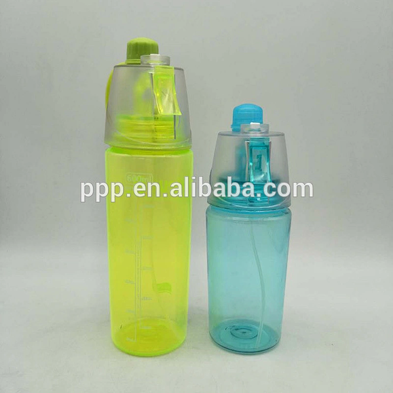 2017 New Hot Sell Sports Mist Spray Water Bottle BPA Free Plastic Outdoor 600ml/400ml Travel Drink Bottle Spill Proof
