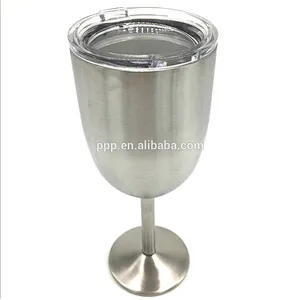 High quality doouble wall stainless steel stemmed wine glass with lid