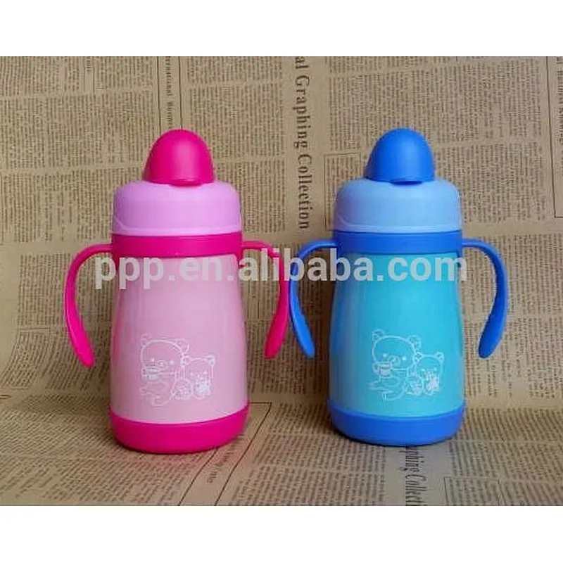 200ml double wall stainless steel 100% leakproof mini kid's feeding bottle with cute design and fixed handle