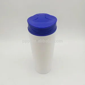 factory wholesale 420ml inner stainless steel outer plastic mighty never fall mug/non-spill suction travel mug