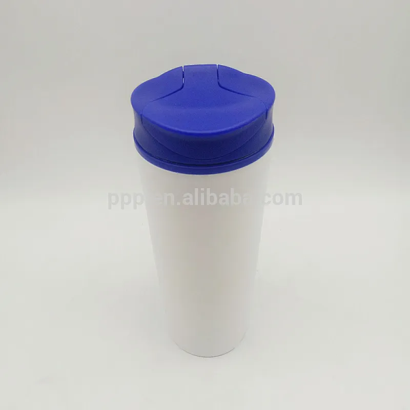 factory wholesale 420ml inner stainless steel outer plastic mighty never fall mug/non-spill suction travel mug