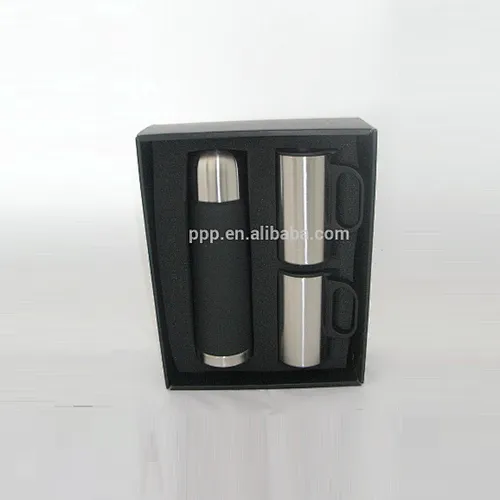 1 flask and 2mugs vacuum flask gift set/promotional item/OEM acceptable mugs