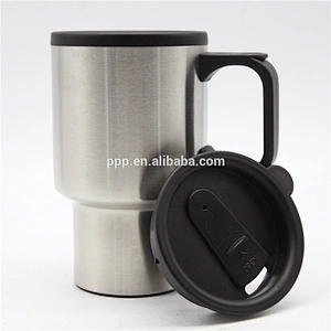 double wall plastic inner stainless steel outer travel mug coffee mug with handle
