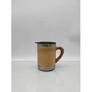 stainless steel vacuum insulated bottle with bamboo body mug