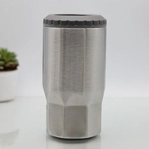 14oz double wall stainless steel vacuum insulated cola can coozie tumbler with 2 screw lids optional