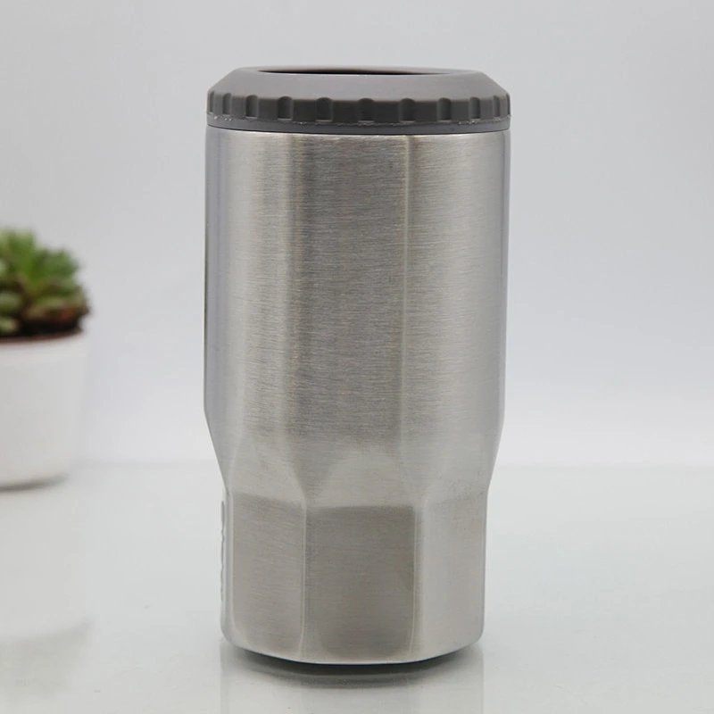 14oz double wall stainless steel vacuum insulated cola can coozie tumbler with 2 screw lids optional
