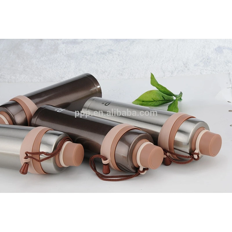 350ml/500ml double wall high-quality stianlss steel logo customized vacuum flask portable with double lids and handle