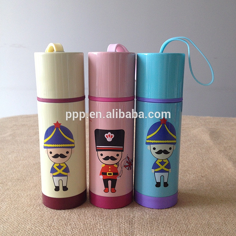 Double wall stainless steel heat tranfer vacuum bottle with strap