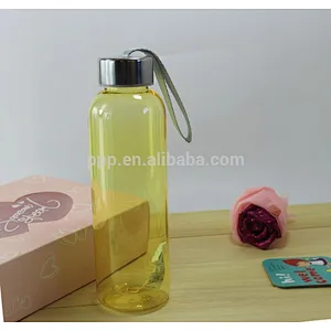 600ml eco-friendly BPA free single wall colored logo customized plastic bottle with stainless steel cap and fixed handle