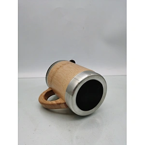 stainless steel vacuum insulated bottle with bamboo body mug