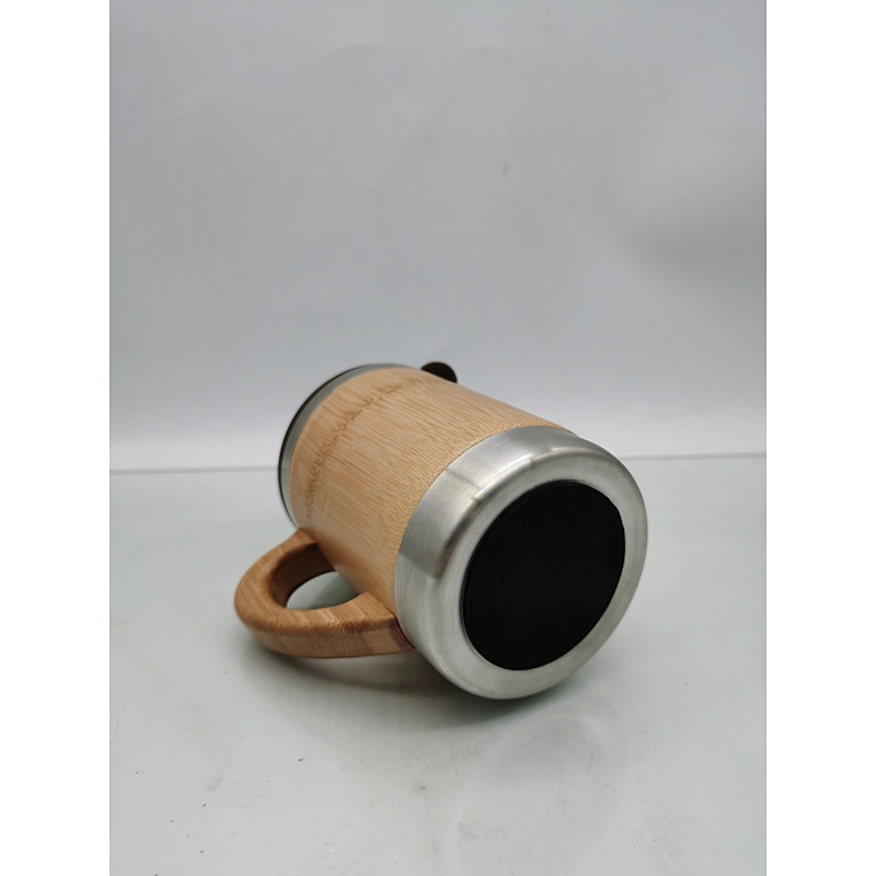 stainless steel vacuum insulated bottle with bamboo body mug