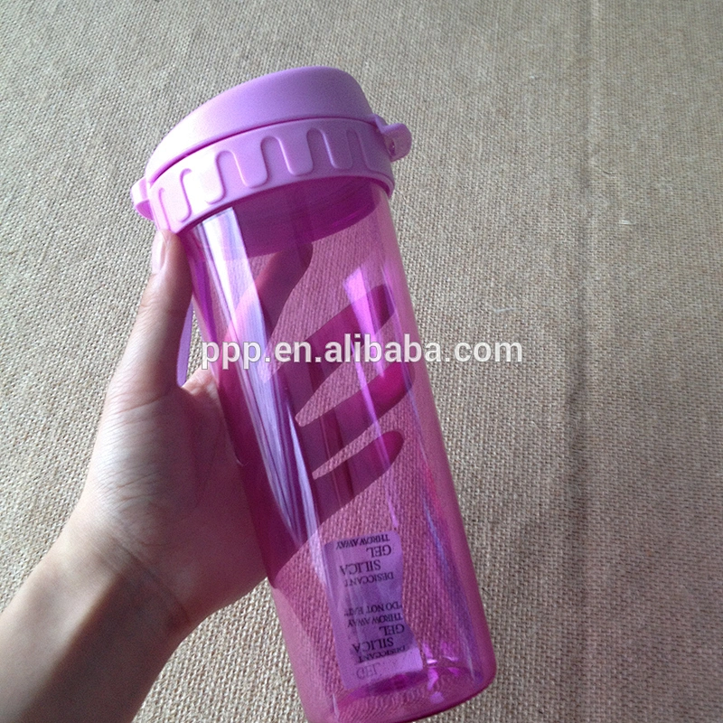 BPA free single wall plastic leakproof sports water bottle with handle