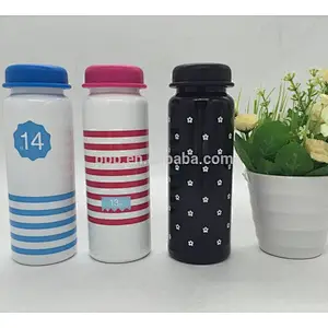 420ml single wall stainless steel sports/outdoor water bottle with pattern and plastic lid