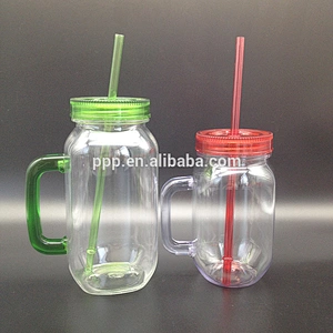 glass mason jar with handle