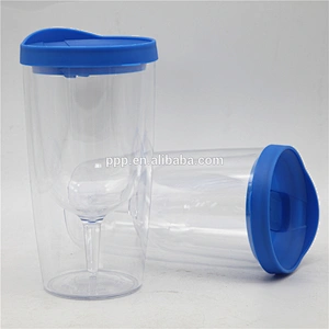 PRINTED AUTO MUG Double Walled Plastic Hot Cold Beverage cup Customized color and logo