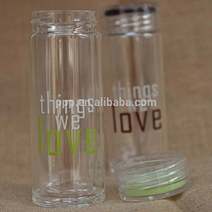 borasilicate glass bottle double wall glass with lid