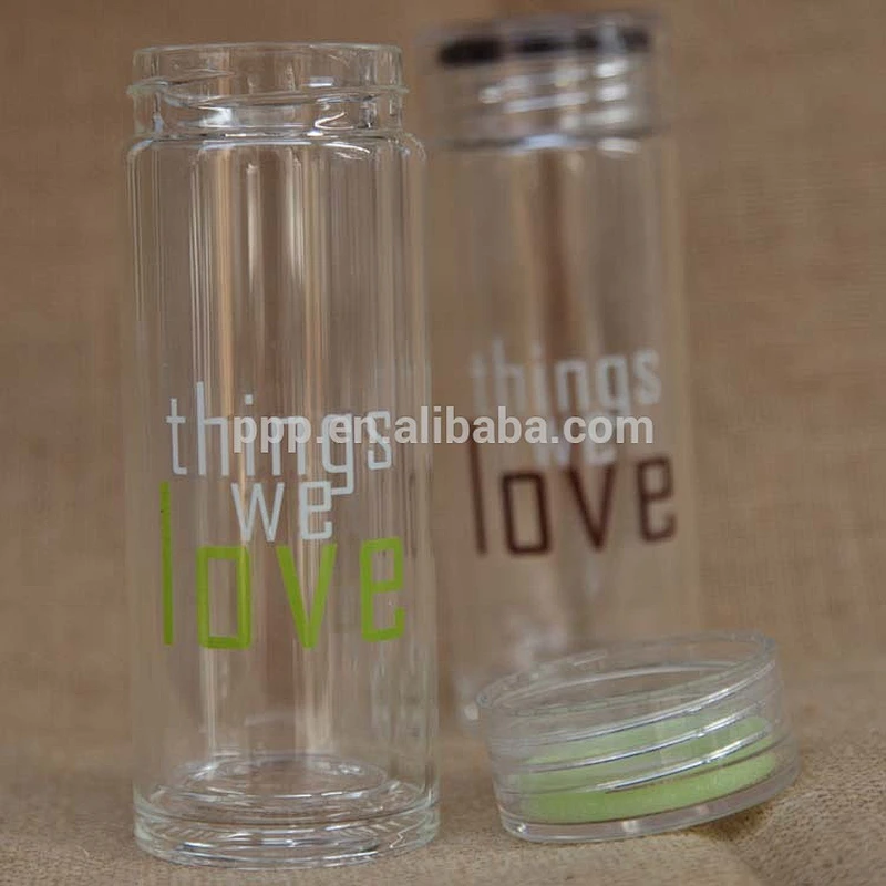 borasilicate glass bottle double wall glass with lid
