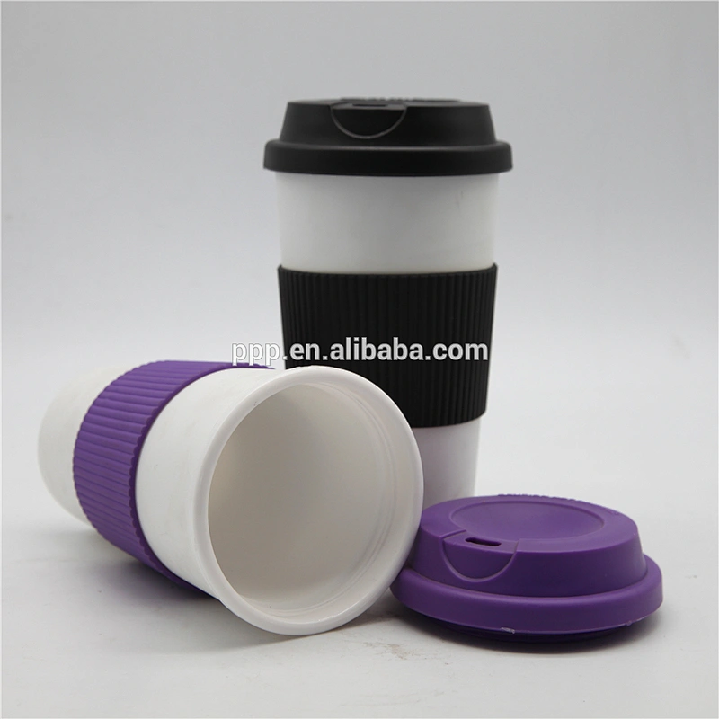 16OZ Colorful Food Grade Double Wall Plastic Coffee Mug With Silicone Cover