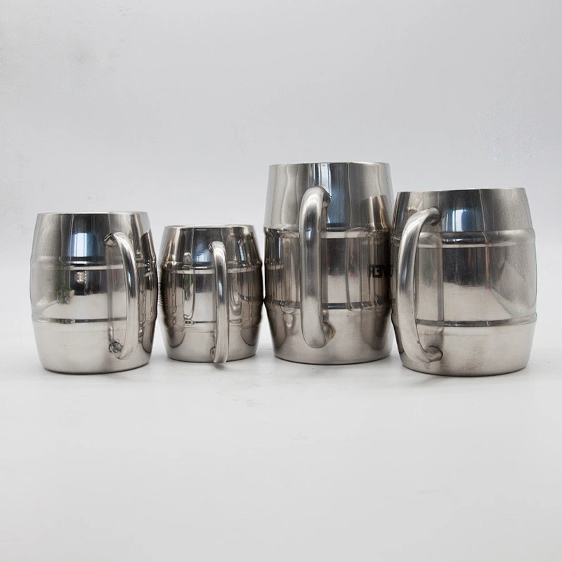 Drum shape double wall stainless steel 220/300/450/500/1000ml Beer Cup