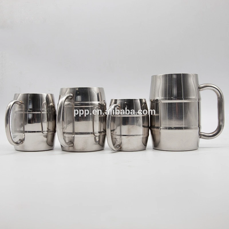 Hot sale food grade double-wall stainless steel insulated beer mug with handle