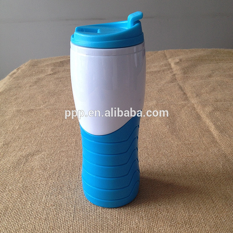 Double wall plastic BPA free high quality auto mug with lid