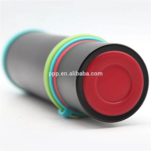 Double wall stainless steel insulated drinking water bottle with wrist strap