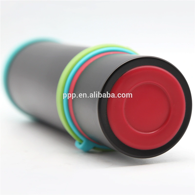 Double wall stainless steel insulated drinking water bottle with wrist strap