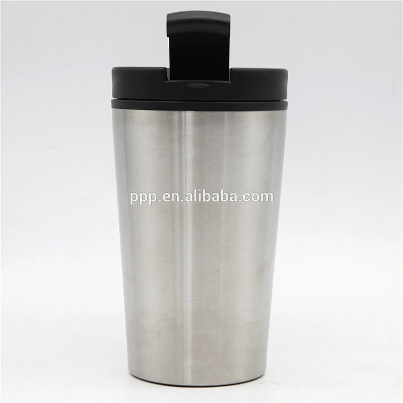 2017 new design double wall inner is stainless steel and outer is plastic bpa water bottle