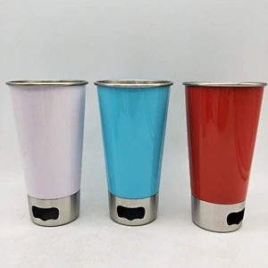 2017 new design 18/8 single wall stainless steel beer cup with beer opener