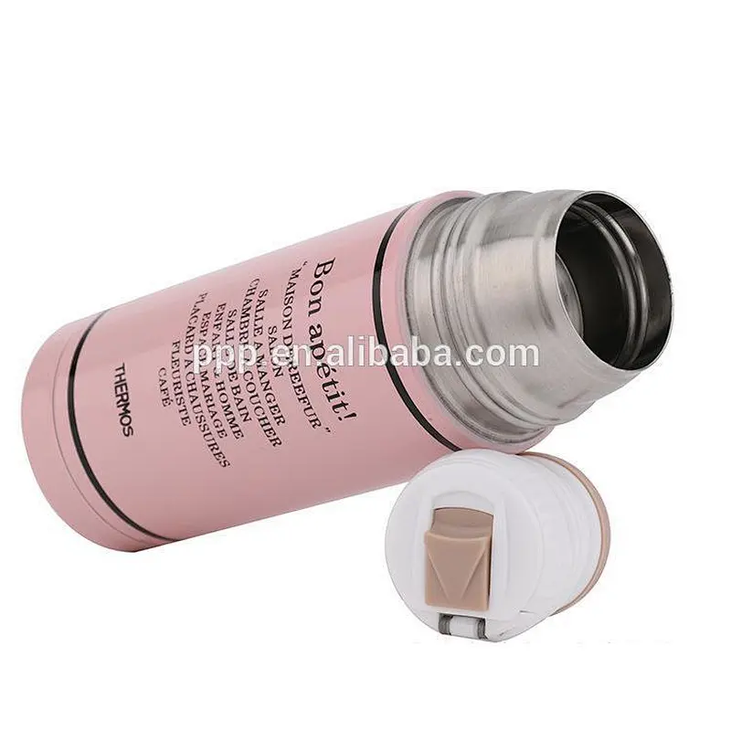 Double wall stainless steel insulated water bottle with handle lid bullet