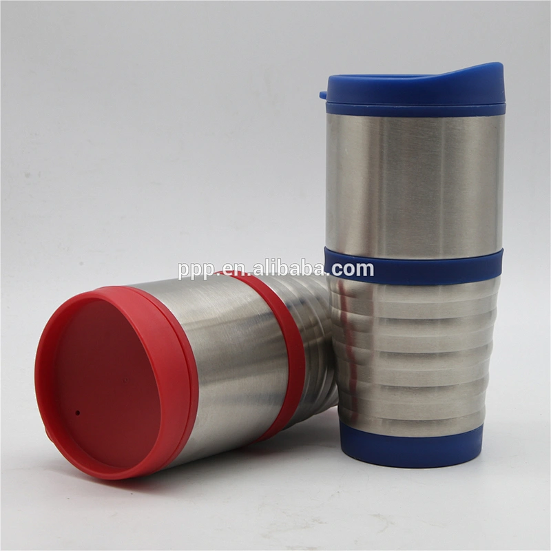 450ml auto mug with plastic inner stainless steel outer promotional travel mug with lid