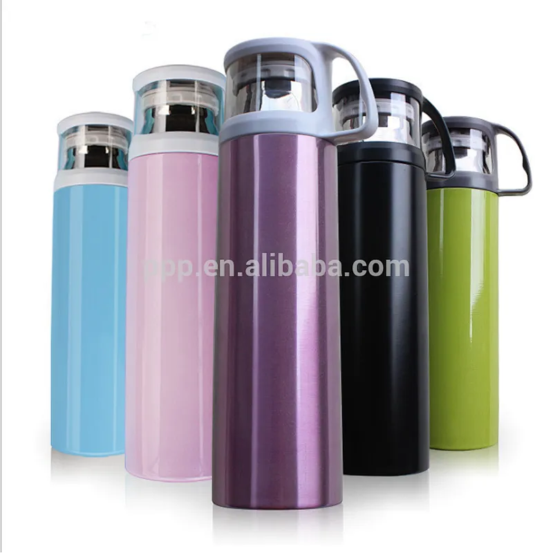 500ml\750ml\1000ml double wall stainless steel vacuum flask with handle in plastic cover