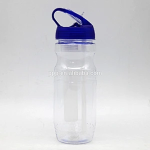 BPA free single wall plastic water bottle with handle and straw