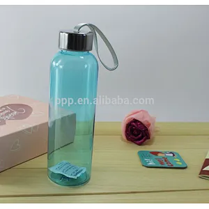 600ml eco-friendly BPA free single wall colored logo customized plastic bottle with stainless steel cap and fixed handle