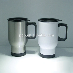 400ML double wall stainless steel travel auto coffee mug with handle and leakproof lid