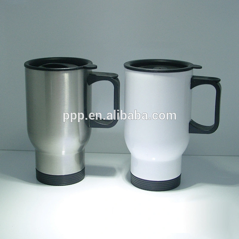 400ML double wall stainless steel travel auto coffee mug with handle and leakproof lid