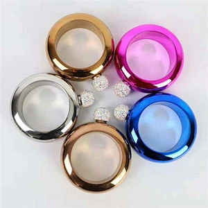 3.5oz stainless steel bracelet hip flask rainbow fashion high quality wine flask with diamond lid