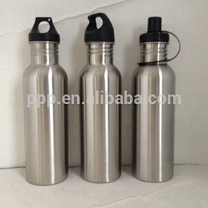 single wall stainless steel logo customized sports water bottle with wide mouth and large capacity/lids optional