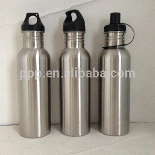 single wall stainless steel logo customized sports water bottle with wide mouth and large capacity/lids optional