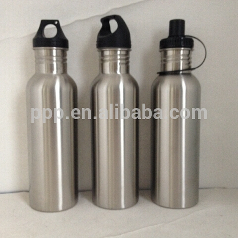single wall stainless steel logo customized sports water bottle with wide mouth and large capacity/lids optional
