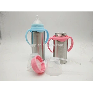 280ml/350ml double wall stainless steel 100% leakproof kid's feeding bottle with fixed handle and scale