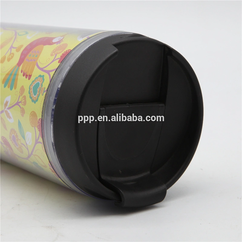 High quality detachable double wall plastic auto mug with paper insert