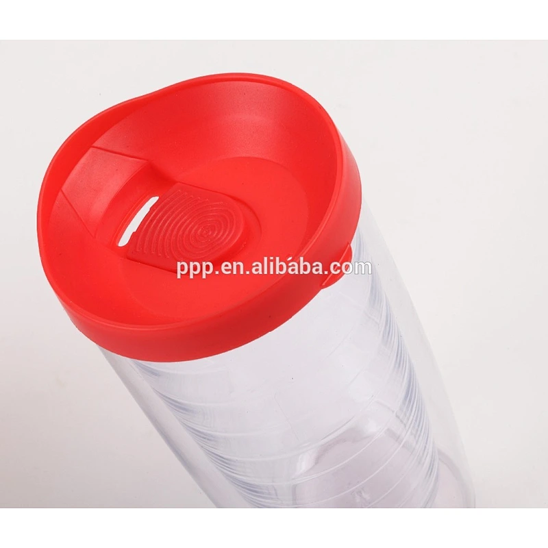 BPA free double wall clear plastic rolling auto mug with lid