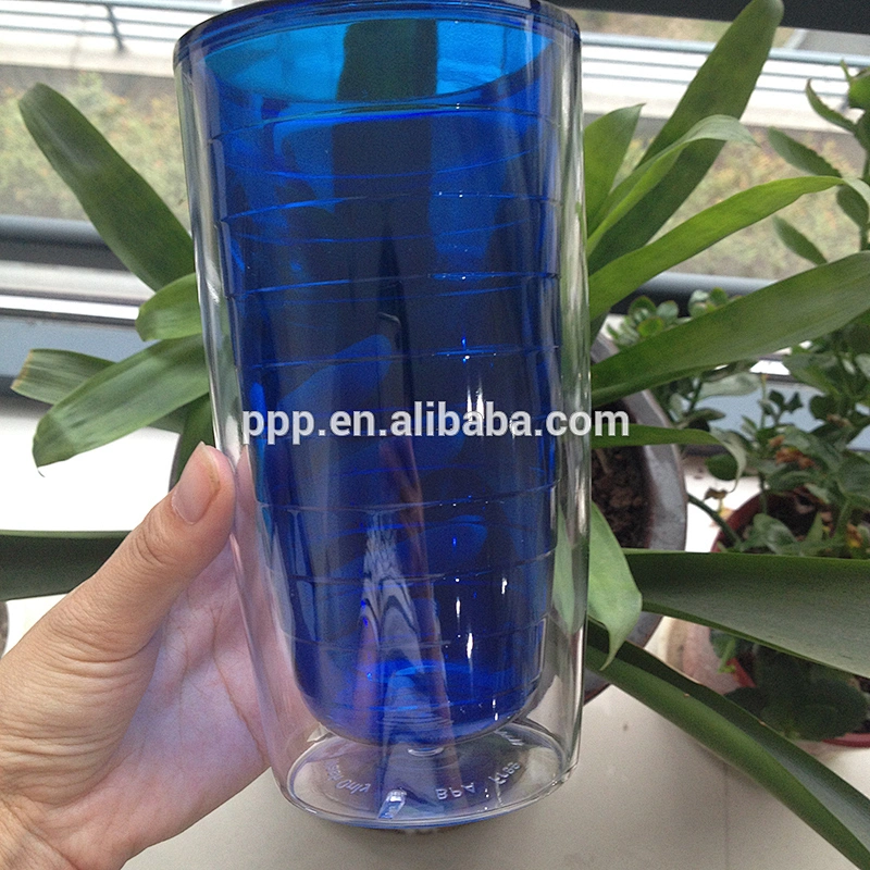 BPA free 16oz double wall clear plastic auto mugs