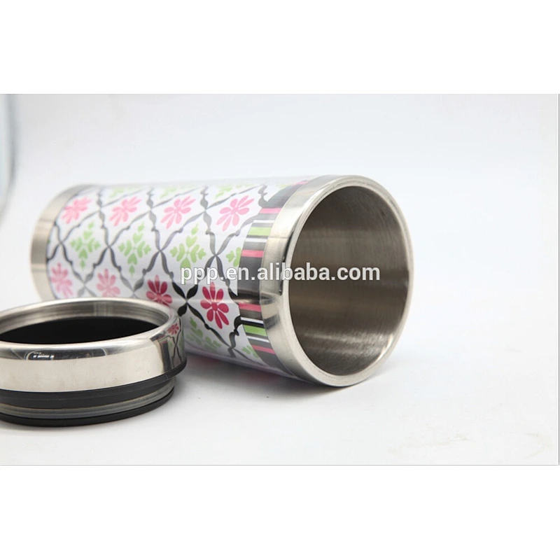 double wave auto cup inner stainless steel outer plastics with paper insert